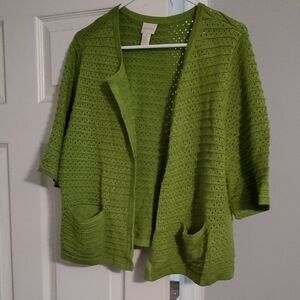Chico's Green Open-Front Women's Sweater